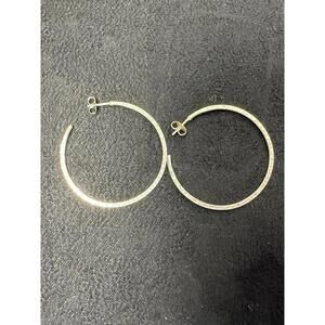 Classic Sterling Silver Hammered Large Hoop Earrings